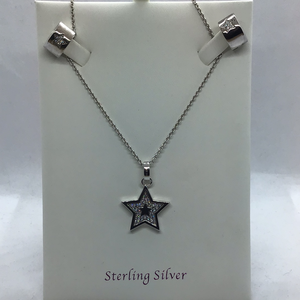 Sterling Silver Star Pendant and Earring Set