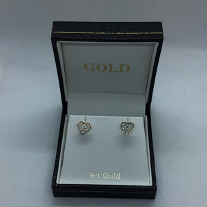 9ct Gold Heart shaped Stud Earrings