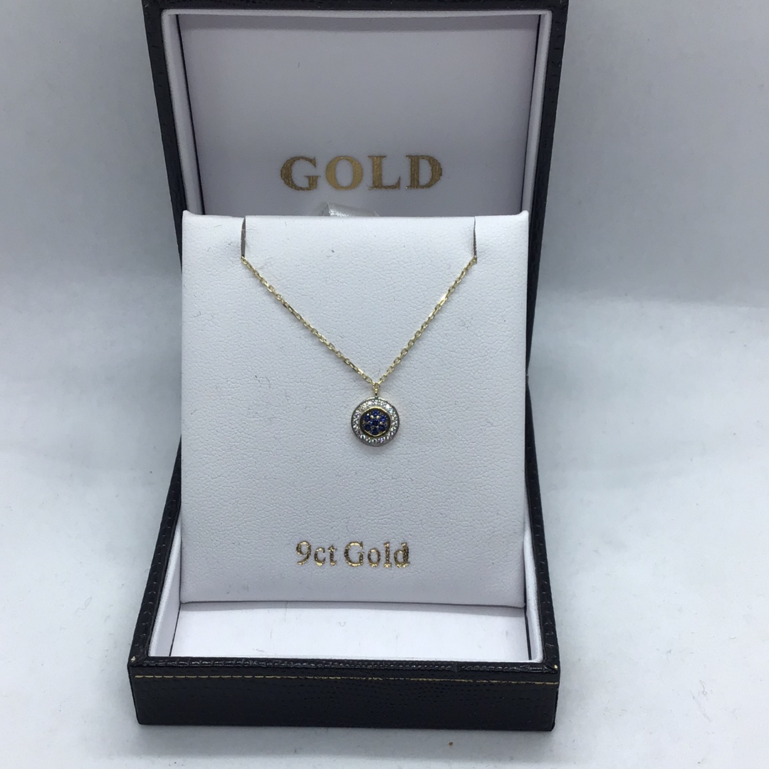 9ct Gold Blue Pendant