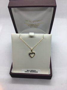 9ct. Gold CZ Heart Pendant.