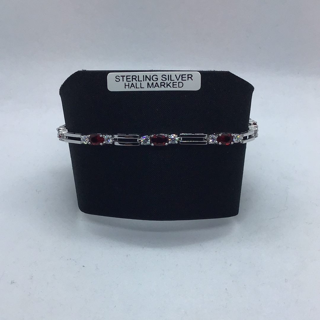 Sterling Silver Garnet Bracelet