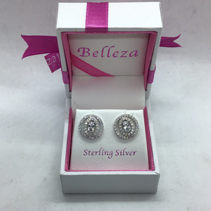 Sterling Silver CZ Cluster Earrings