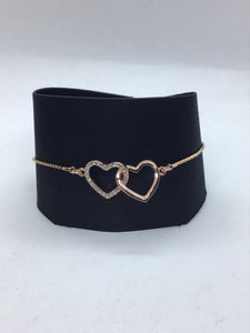 Cristallo di Milano Rose Gold Plated Double Heart Bracelet