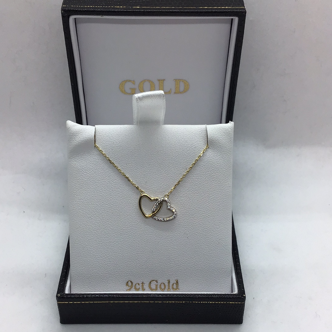 Gold 9ct. Double Heart Pendant