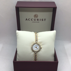 Ladies Cubic Zirconia Stone Gold Plated Bracelet Accurist Watch