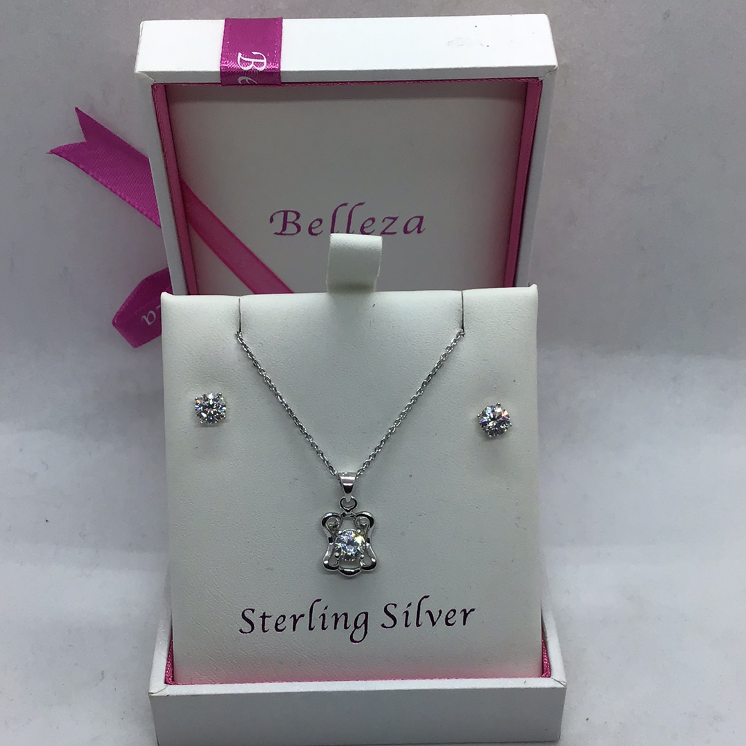 Sterling Silver Pendant and Earring Set