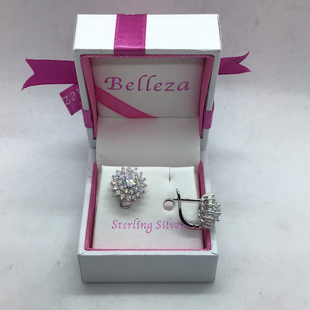 Sterling Silver CZ Cluster Earrings