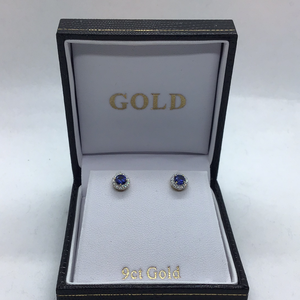 9ct Gold Blue Cluster Stud Earrings
