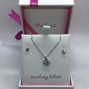 Sterling Silver CZ Pendant and Earring Set