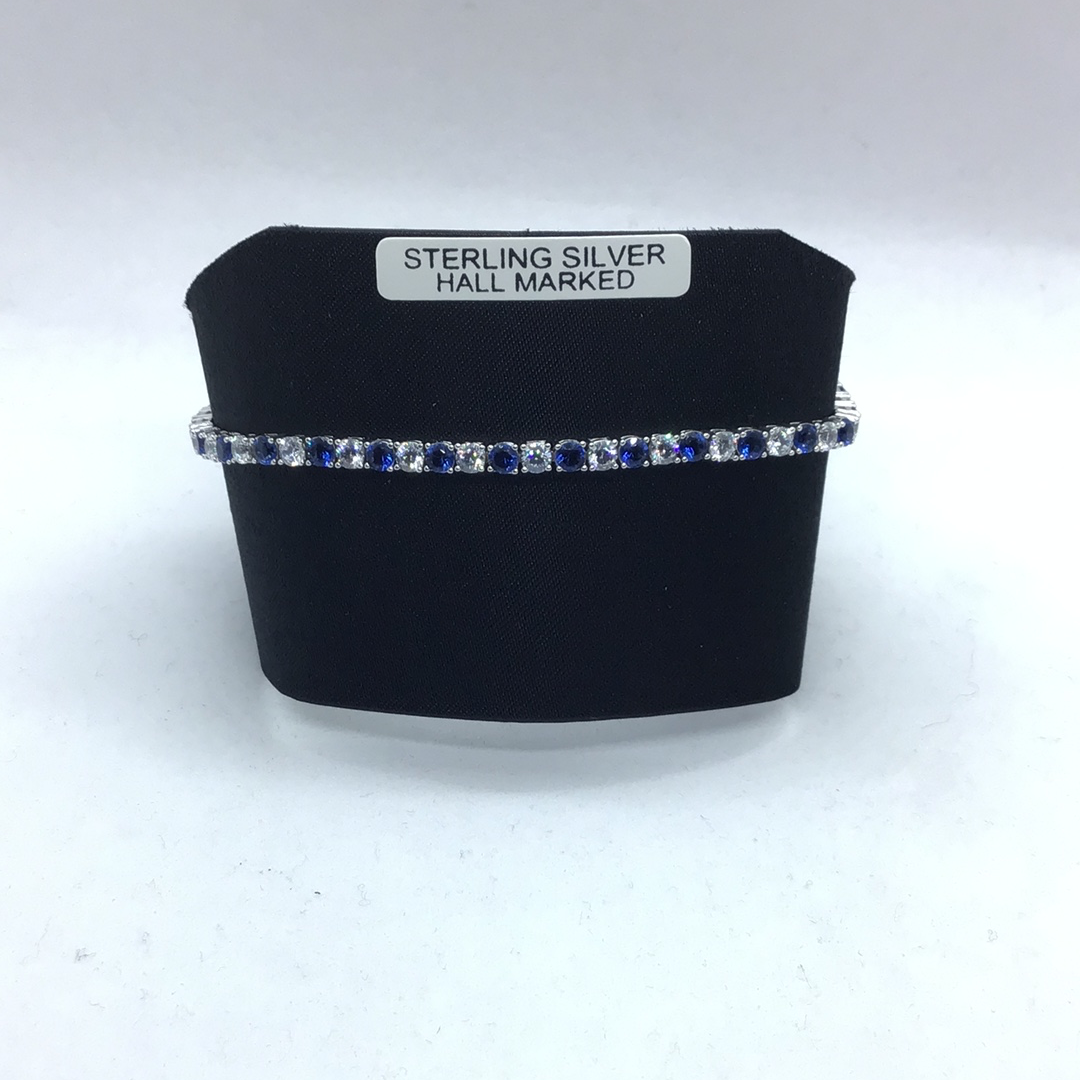 Sterling Silver Blue and CZ Bracelet