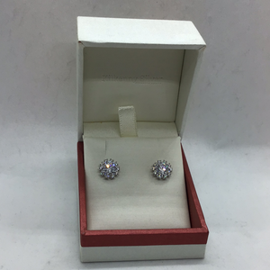 Sterling Silver CZ Cluster Earrings