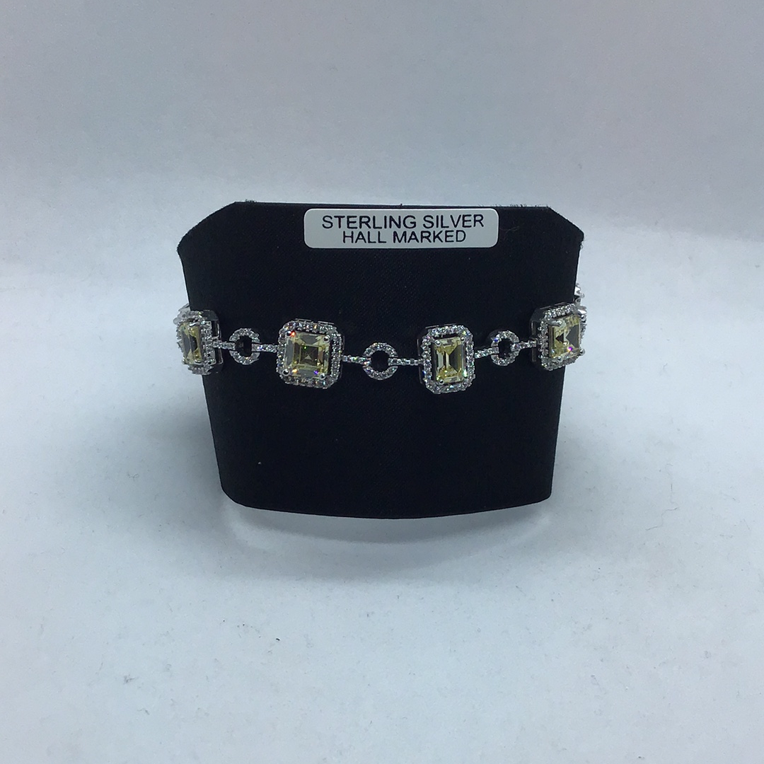 Sterling Silver Yellow and CZ Bracelet