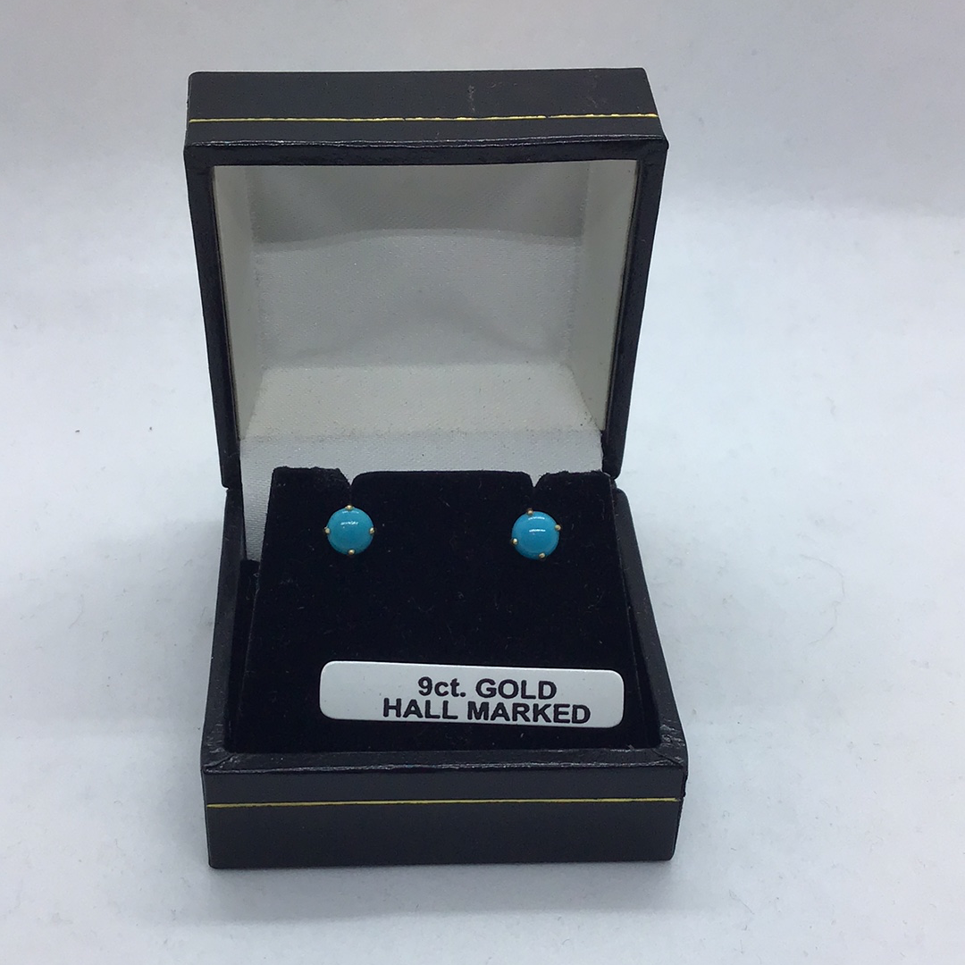 9ct Gold Turquoise Stud Earrings
