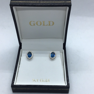 9ct Gold Stud Blue Cluster Stud Earrings