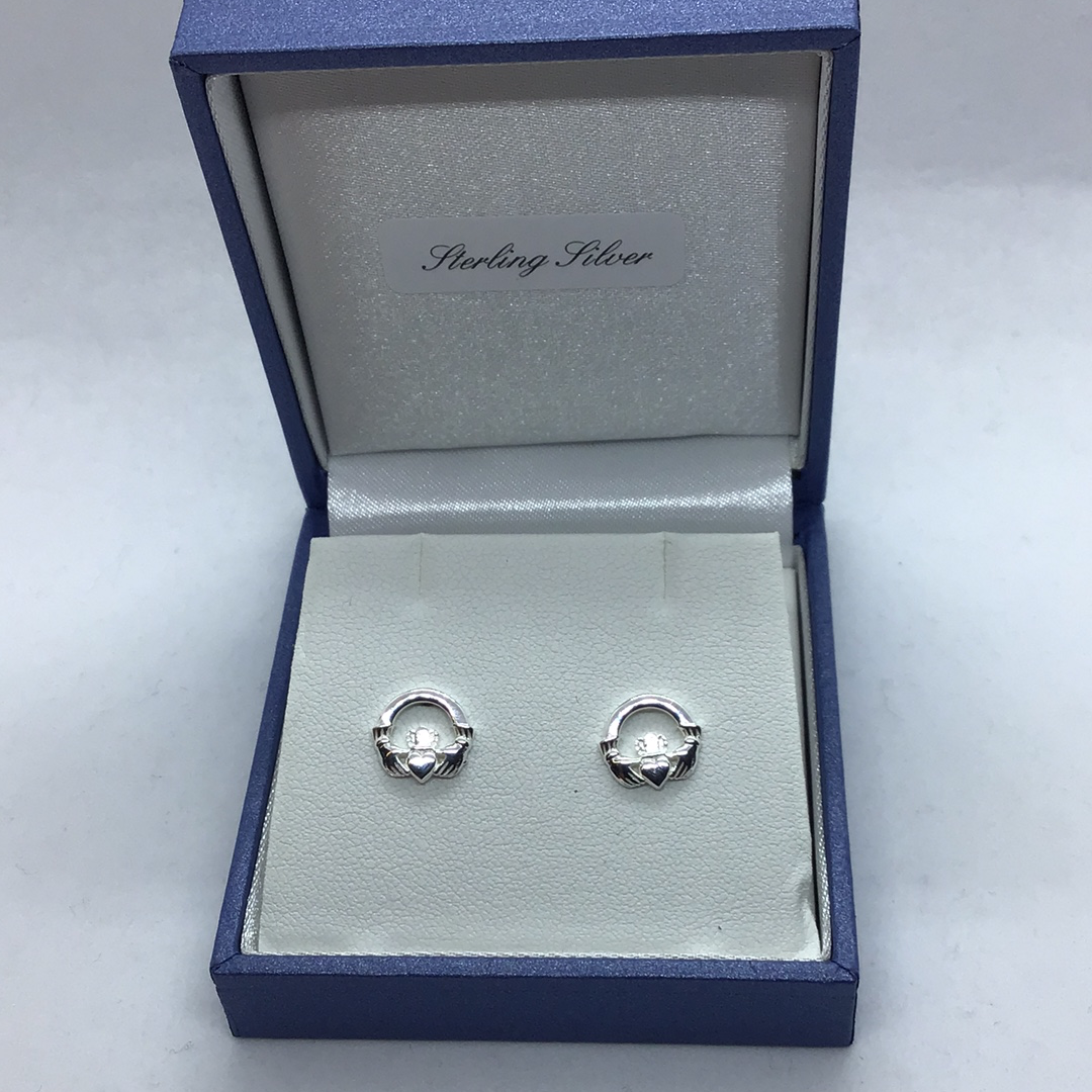 Sterling Silver Claddagh Stud Earrings