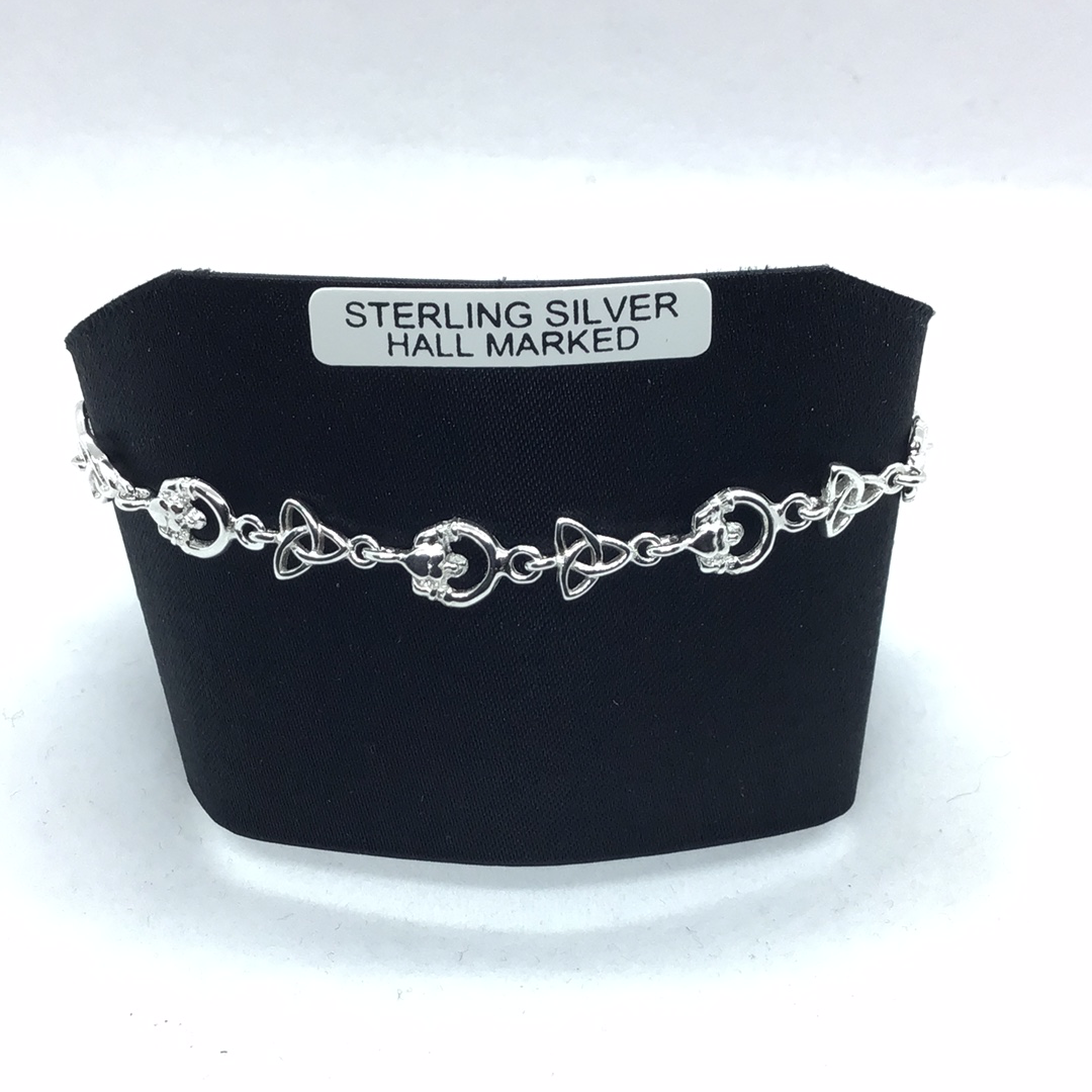 Sterling Silver Claddagh and Celtic knot Bracelet