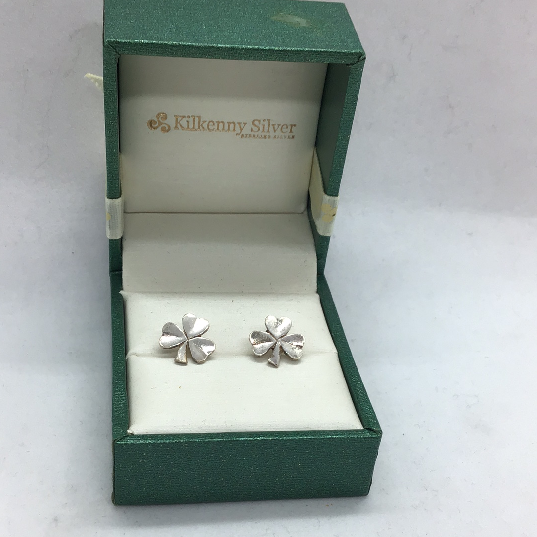Sterling Silver Kilkenny Silver Shamrock Stud Earrings