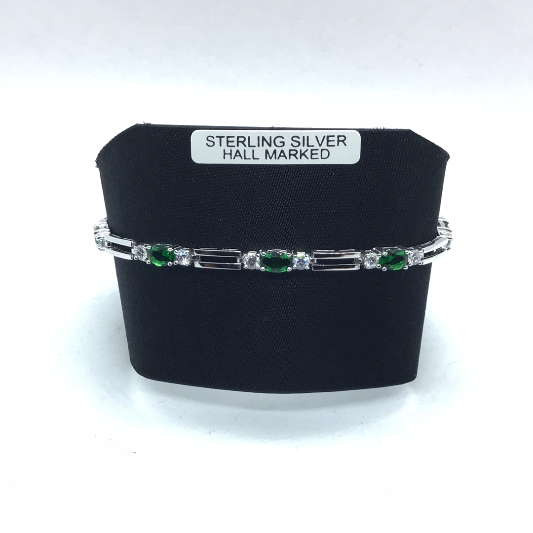 Sterling Silver Green Stone Bracelet