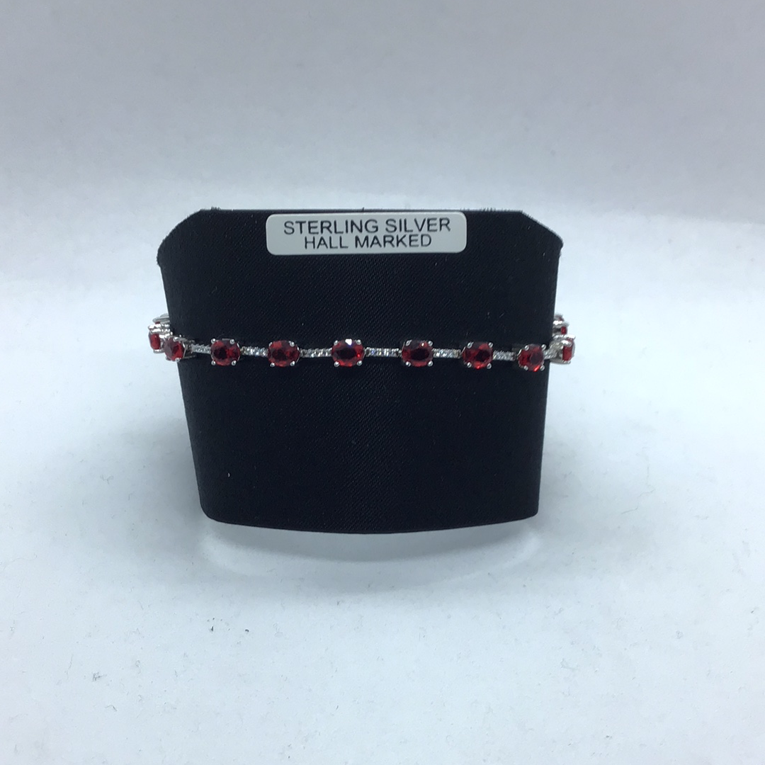 Sterling Silver Garnet Bracelet