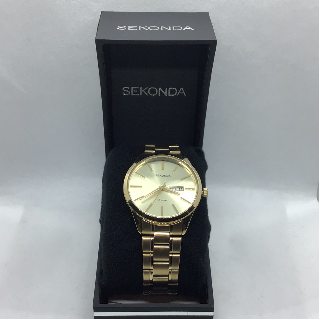 Gents Gold Plated Bracelet Sekonda Watch