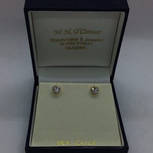 9ct Gold Heart CZ Earrings