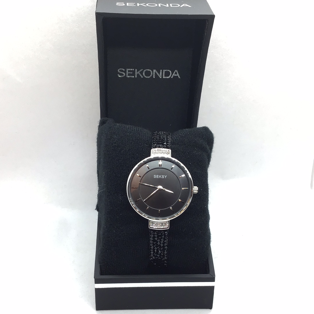 Ladies Black and Chrome Bracelet Sekonda Watch